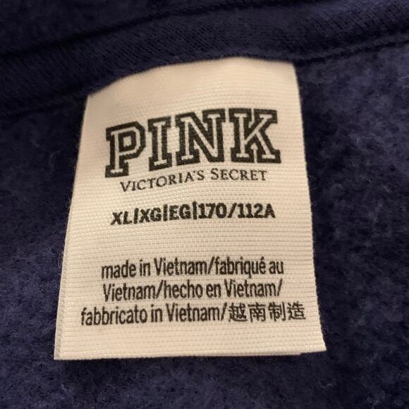 Pink Victorias Secret Womens Cropped Hoodie Sz. XL Midnight Navy Fleece Normcore - Picture 4 of 12